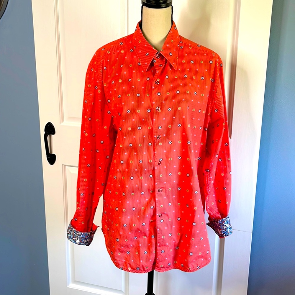 Robert Graham Red Dress Shirt with Blue Accents